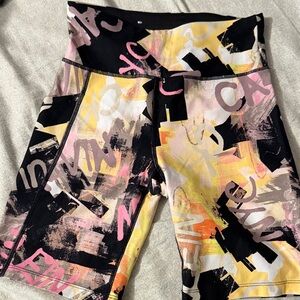 Calvin Klein Girl’s Graphic Bike Shorts - Black, Pink, Yellow